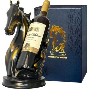 Wine Bottle Holder Wine Racks Tabletop Horse Statue as Home Wine Cellar Black